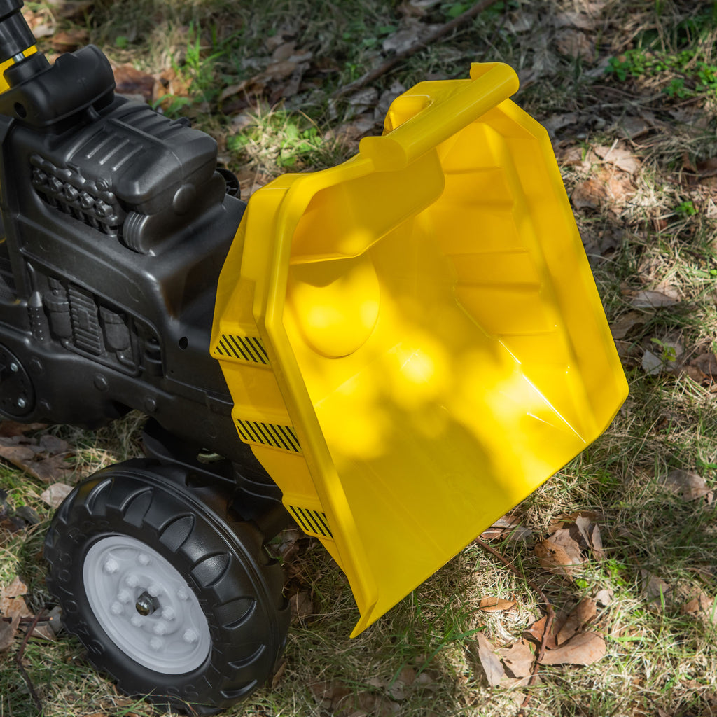 Kids No Power Ride-On Excavator with Manual Control Bucket, Yellow