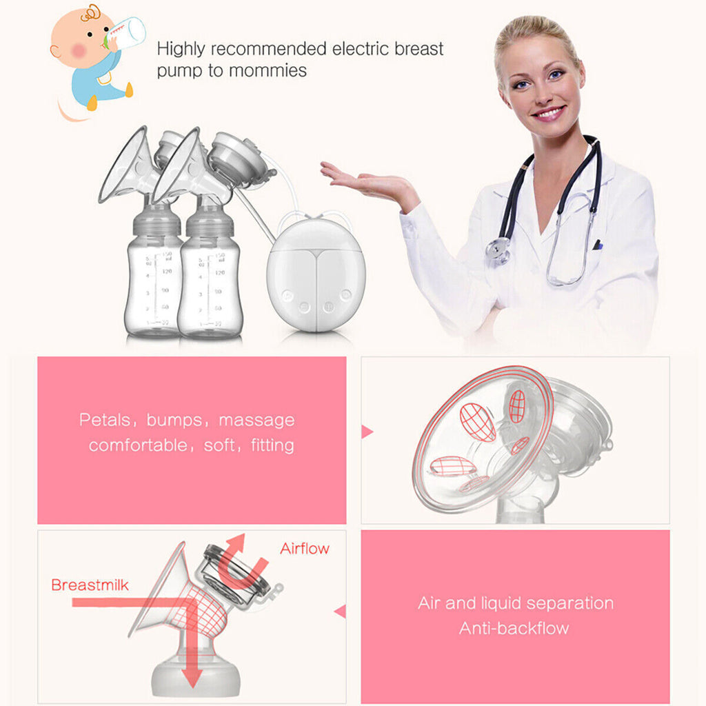 Electric Breast  Mute Automatic Dual Breastpump Baby Infant Feeding With USB