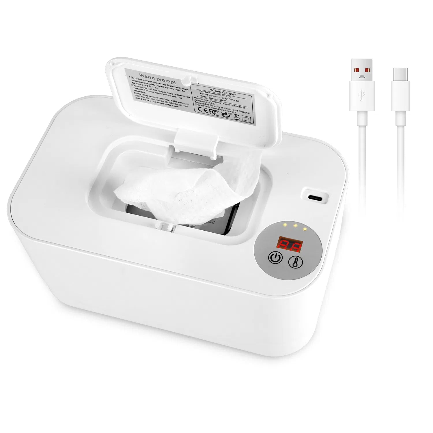 Baby Wipe Warmer With 3 Temperature Settings Type-C Powered Baby Wet Wipes Dispenser With Night Light Large Capacity Diaper Wipe Warmer For Baby GPCT5369