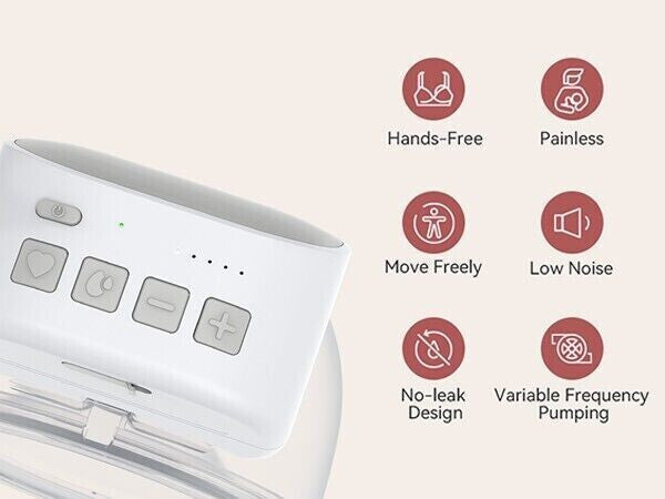 S9 Breast 2pcs Double Wearable Hands-Free Electric Breastfeeding Grey 24mm