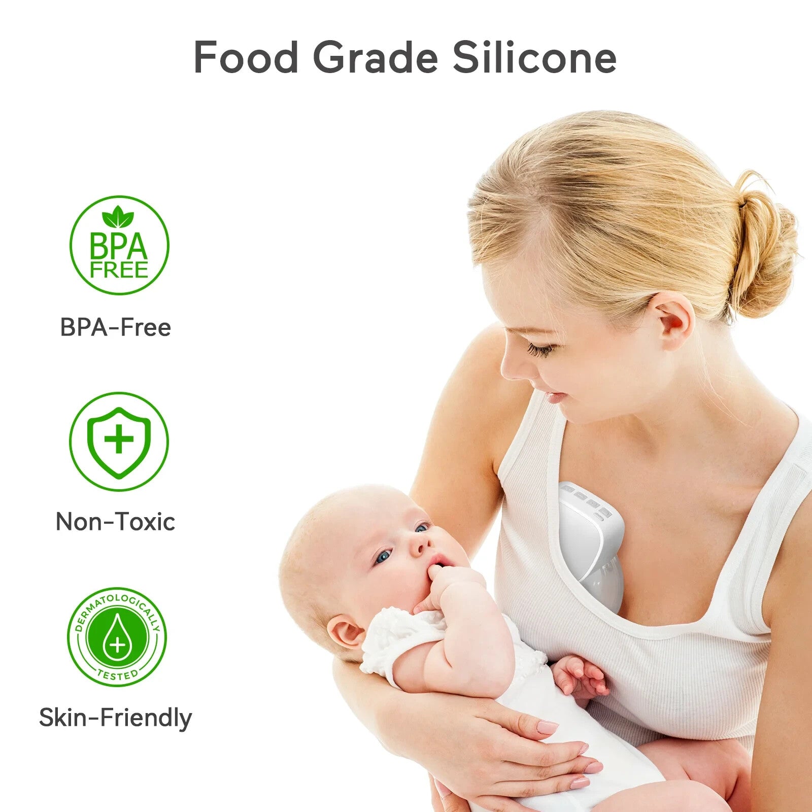 S9 Breast 2pcs Double Wearable Hands-Free Electric Breastfeeding Grey 24mm