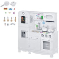 Kids Kitchen Playset with Telephone, Wooden Kitchenette for kids with Cookware, Storage Cabinet, Water Dispenser, Blackboard, Toddler Pretend Play Kitchen with Cooking Accessories for Aged 3+