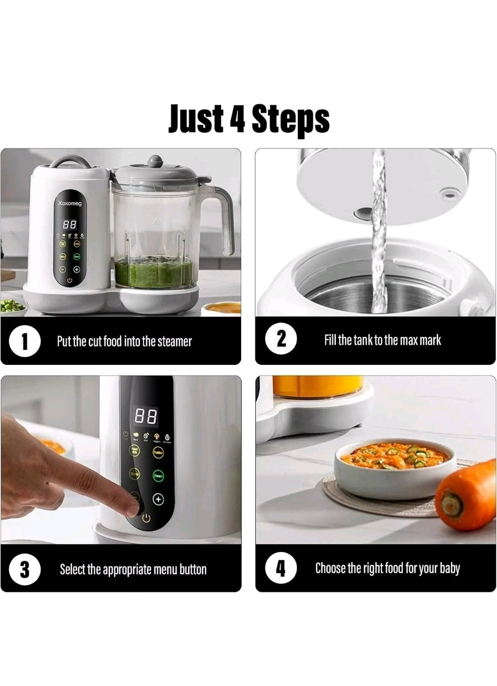 Baby Food Maker With Steamer Blender Auto Clean LED Touch Panel UK