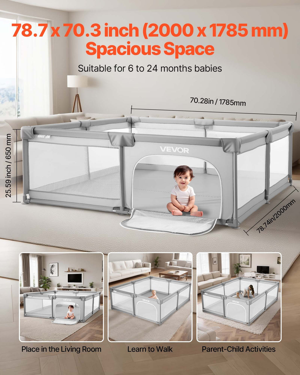 Baby-Laufstall 2000x1785 Mm Spielstall Für Kleinkinder Spielplatz Für Drinnen & Draußen