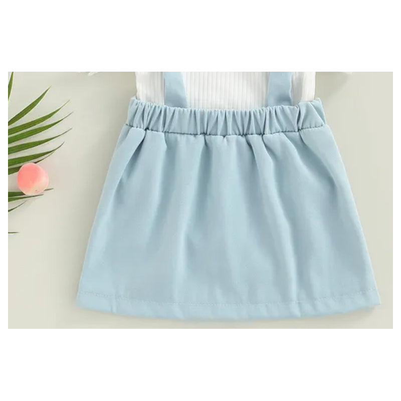 3Pcs Infant Baby Girl Outfits,Summer Clothes Sets Ruffle Ribbed Romper