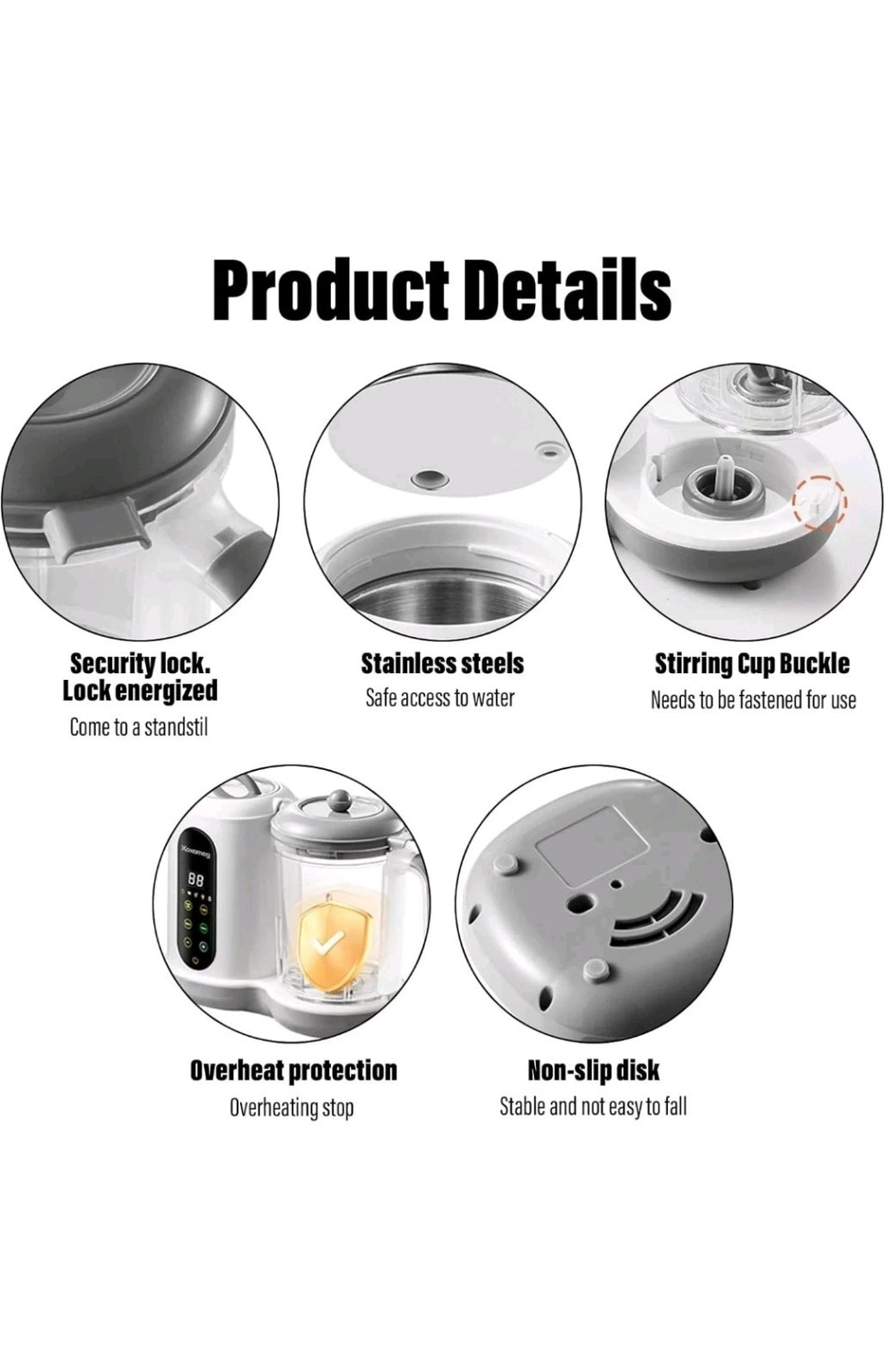 Baby Food Maker With Steamer Blender Auto Clean LED Touch Panel UK