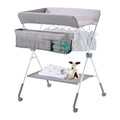 Foldable Baby Changing Diaper Station With Side Basket & Wheels Light Gray