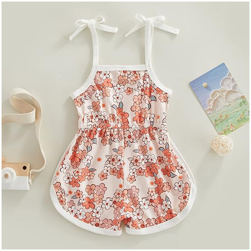 Toddler Baby Girl Clothing,floral Jumpsuit With Tie Up,jumpsuit Baby, Suspender Game Set