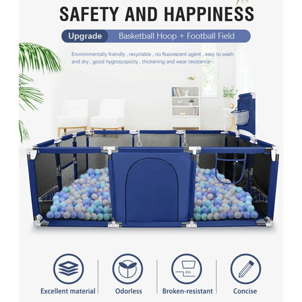 Baby Playpen Child Play Mat Kid Interactive Safety Gate Slide Fence Game Set