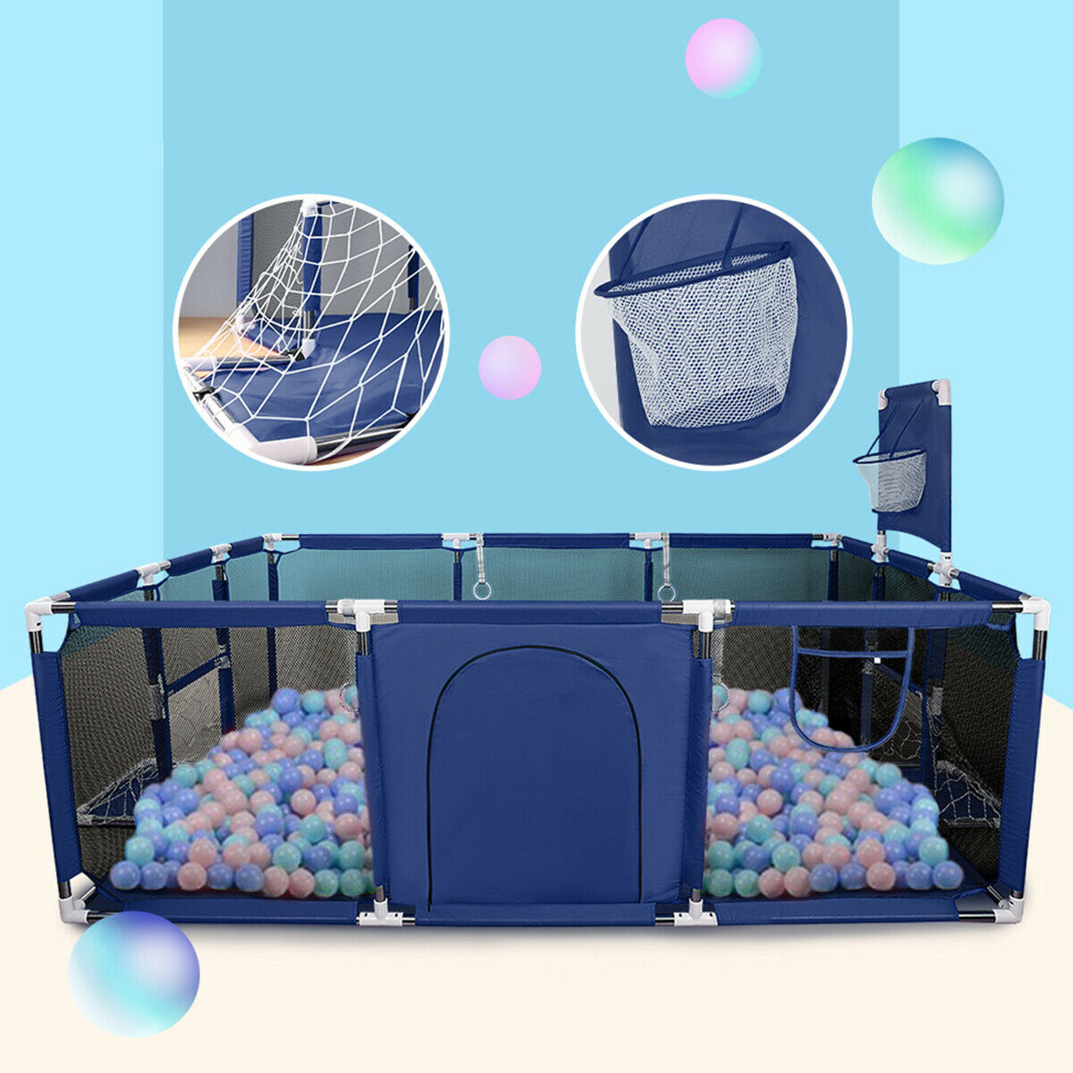 Baby Playpen Child Play Mat Kid Interactive Safety Gate Slide Fence Game Set