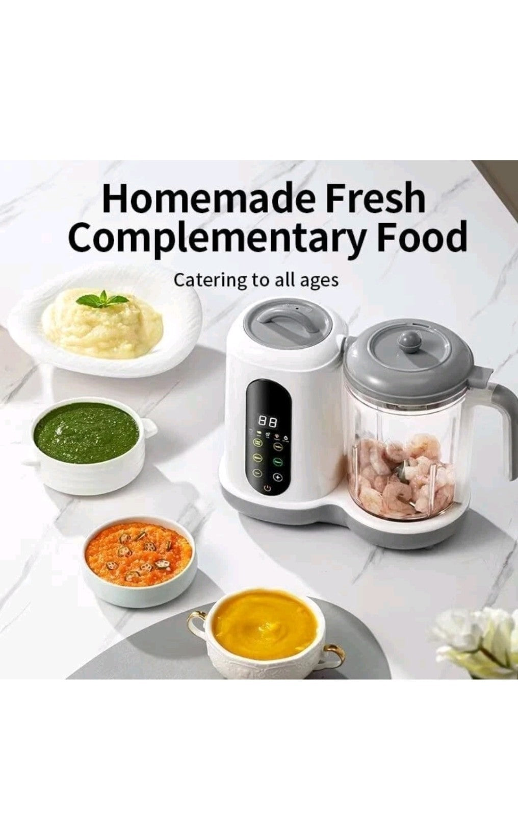 Baby Food Maker With Steamer Blender Auto Clean LED Touch Panel UK