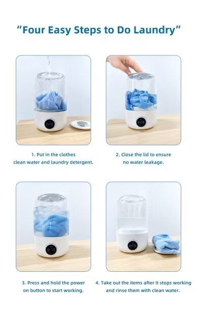 4000 MAh Portable Washer Lingerie Baby Clothes Silent Washer Fits In Luggage